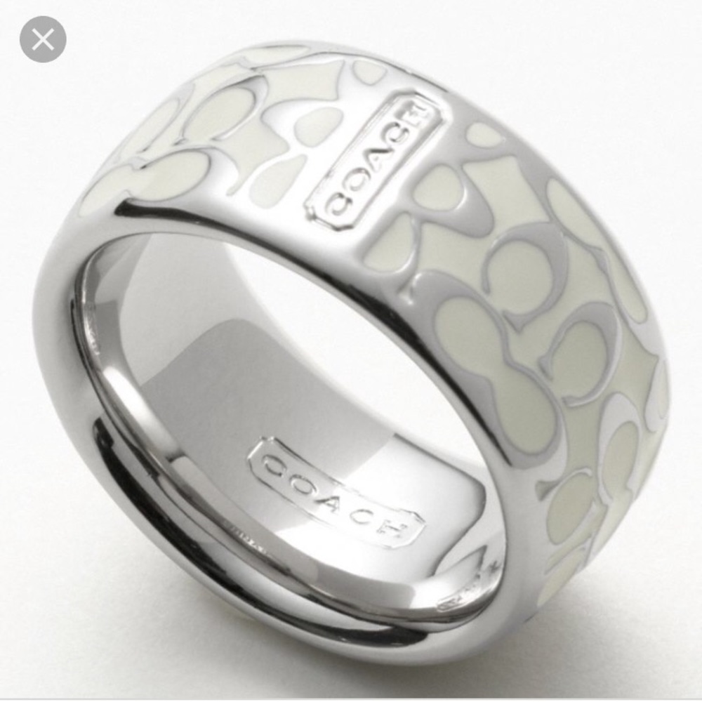Coach cream and silver ring